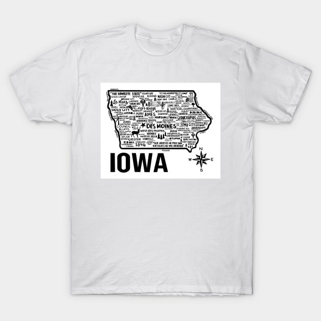 Iowa Map T-Shirt by fiberandgloss